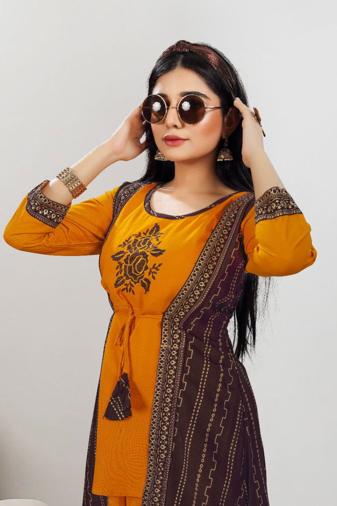 Beauty Queen Nargis 1 Heavy Rayon Printed Ethnic Wear Kurti With Skirt Collection